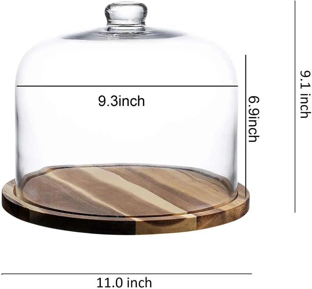 Wood cake stand with glass dome - 11